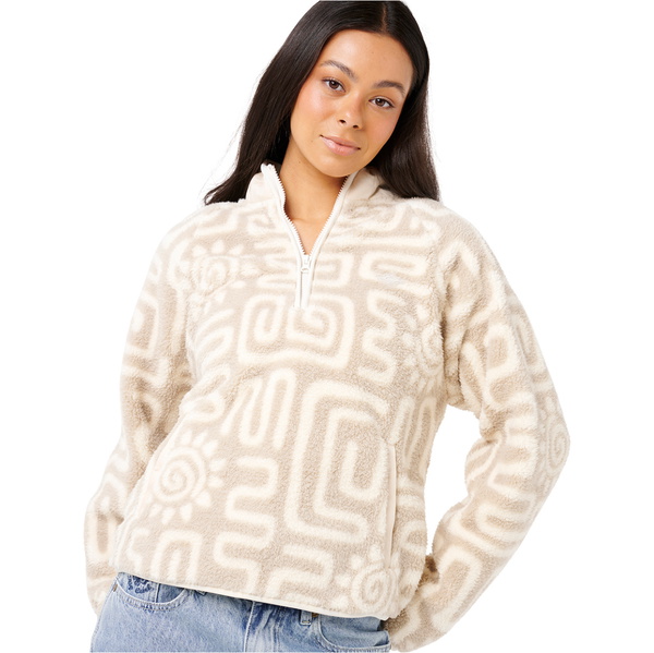 2025 Rip Curl Womens Sunset Luau 1/4 Zip Polar Fleece 0AGWFL - Bone